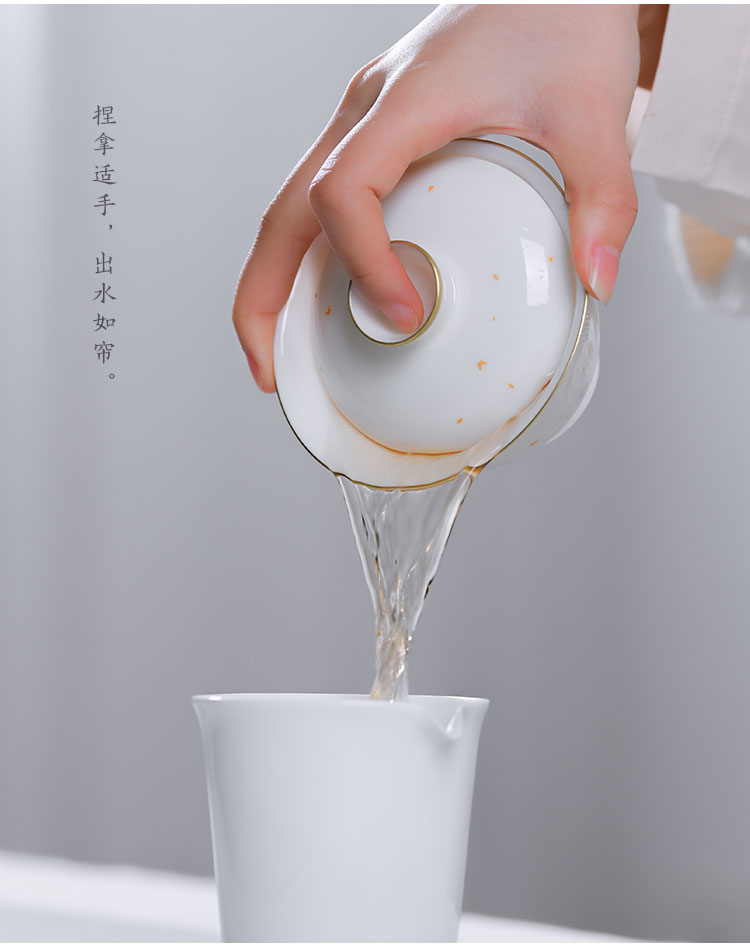 The Escape this hall pure manual white porcelain only three tureen tea cups suit of jingdezhen ceramic cups kung fu tea tea bowl