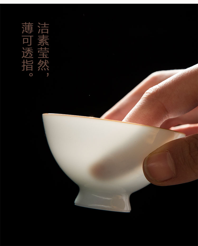 Jingdezhen custom ceramic engraving master kung fu small cup tea cup thin foetus sweet white porcelain single cup sample tea cup, cup