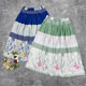 Ethnic style printed high waist skirt for women 2025 summer new sweet elastic waist pure cotton mid-length A-line skirt