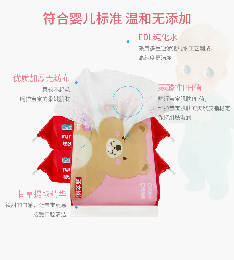 Khăn lau Bobo 25 bơm 12 gói khăn ướt cho bé túi xách tay đặc biệt không chứa nước hoa Le Bao lau giấy ăn gấu trúc