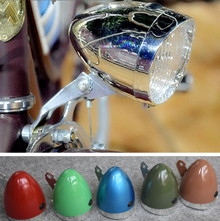 Bike retro headstock front light Inron 3LED plastic shell black silver brown red blue-green white color Tweedrun dress