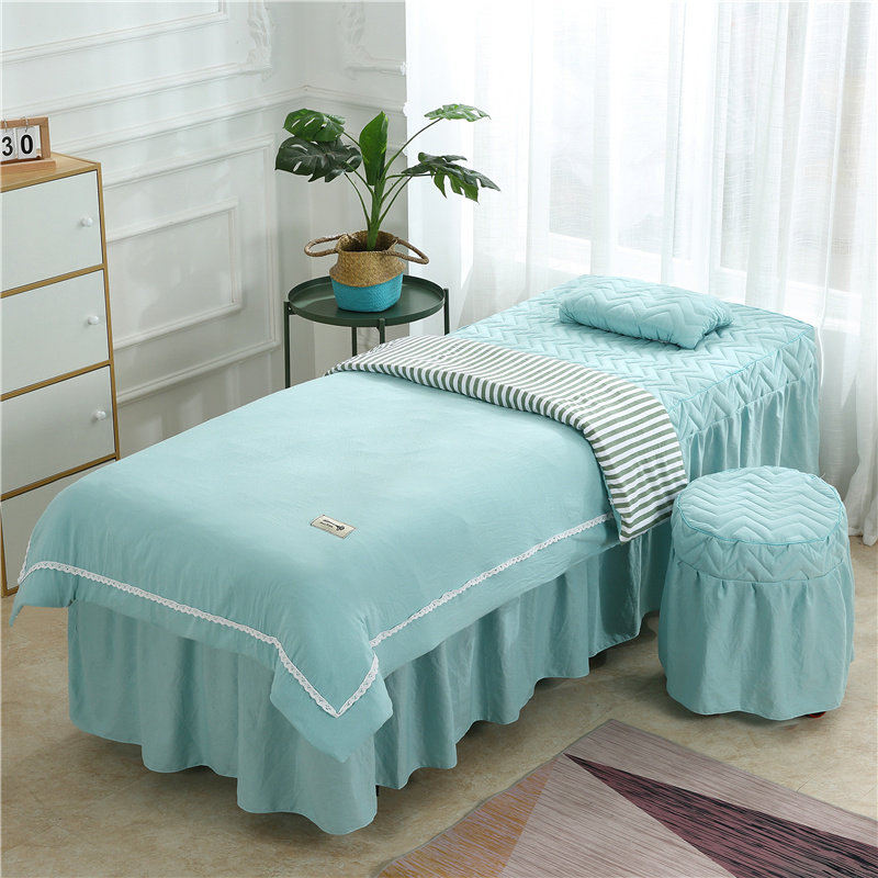 Four seasons beauty bed cover four-piece cotton washed cotton high-grade simple beauty salon massage therapy European bed cover