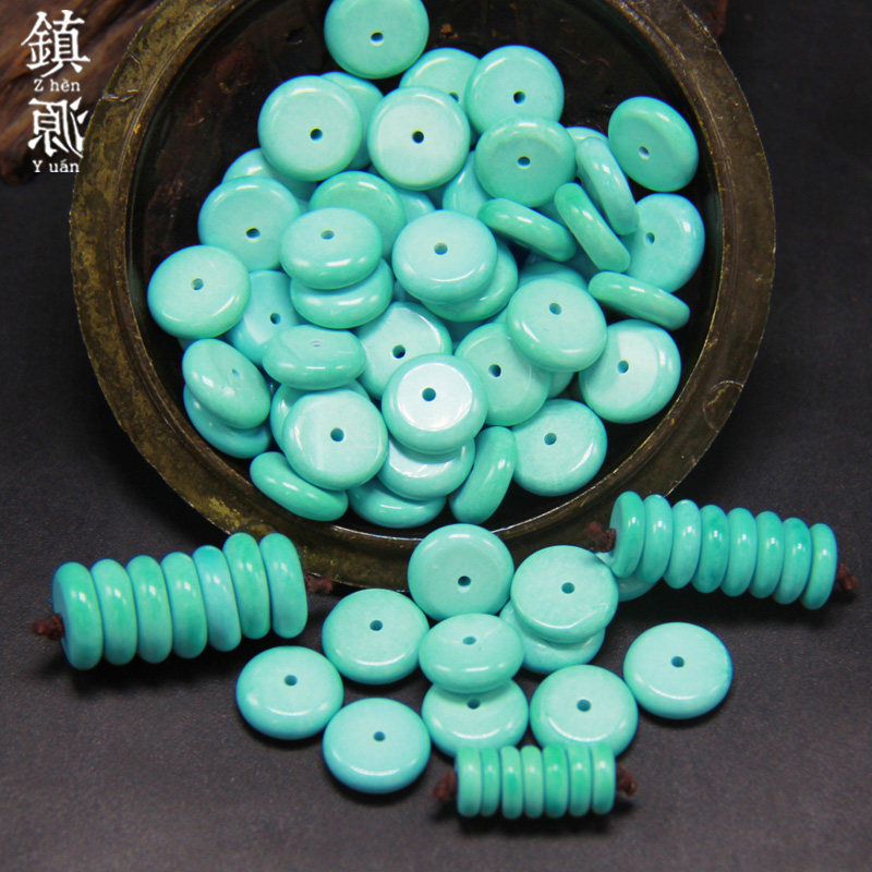 Natural Raw Mine Green Pine Stone Septer Spacer Loose Bead Single Hand Strings of Buddha Pearl Star Moon Bodhi Accessories Package