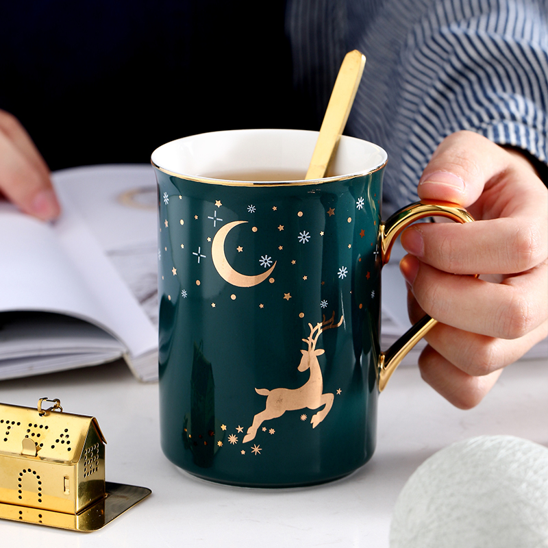 Prince brutalist animals delicate individuality creative trend ceramic cup coffee cup, mark cup with a spoon