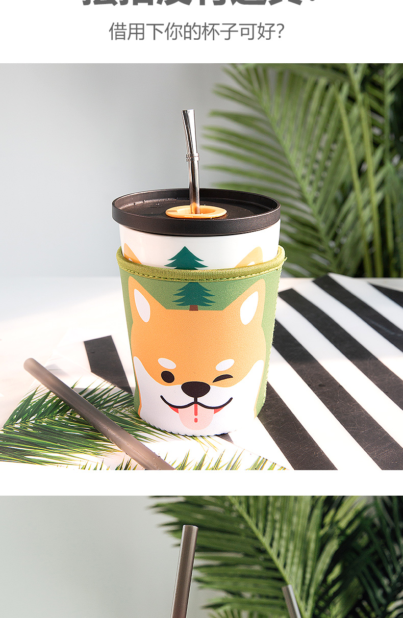 Lovely ceramic cup children students creative web celebrity couples with cover spoon keller cup super capacity coffee cup