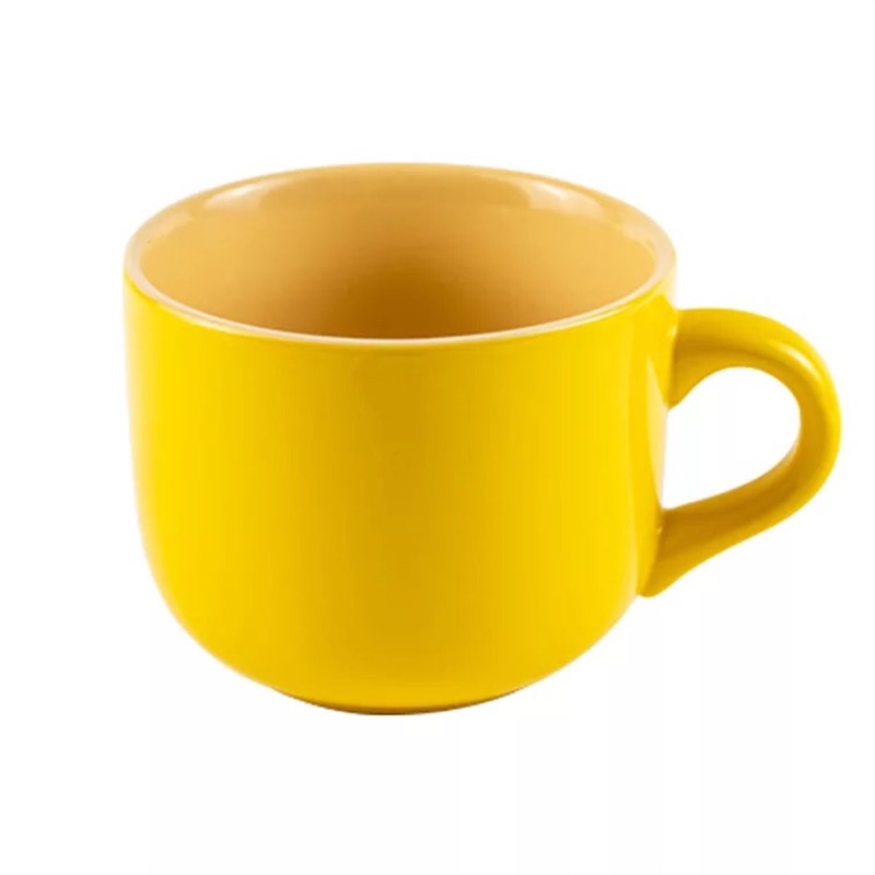 Pot - bellied milk cup high - capacity oat breakfast cup of household glass coffee cup ceramic keller cup with a spoon