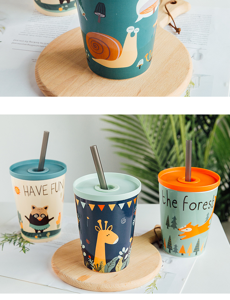 Lovely ceramic cup children students creative web celebrity couples with cover spoon keller cup super capacity coffee cup