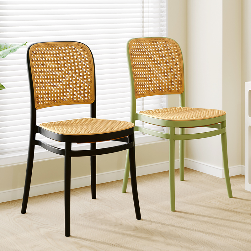 Rattan Plastic Chair, Nordic Style, Stackable Dining Chair for Home Use, Outdoor Leisure Chair with Backrest, Small Apartment Armrest Desk Chair Rattan Plastic Chair, Nordic Style, Stackable Dining Chair for Home Use, Outdoor Leisure Chair with Backrest, Small Apartment Armrest Desk Chair