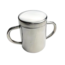 304 all-steel double-layer double-eared two hollow handles with cover heat insulation and anti-scalding childrens primary school water cup kindergarten