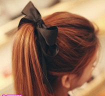 Korean imported jewelry hair accessories double bow Hairband hair rope leather band ribbon Korean headwear