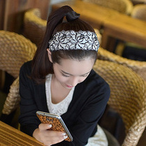 Korean version of hair accessories embroidery flower lace hair hoop Rose wide-edged hair front clip headgear Press hair