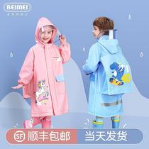 Children Raincoat Cute Waterproof Zipper with School Bag Bit