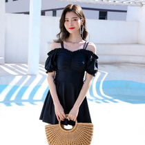 Swimsuit womens 2021 new fashion hot spring conservative cover belly thin student one-piece Korean ins small chest super fairy