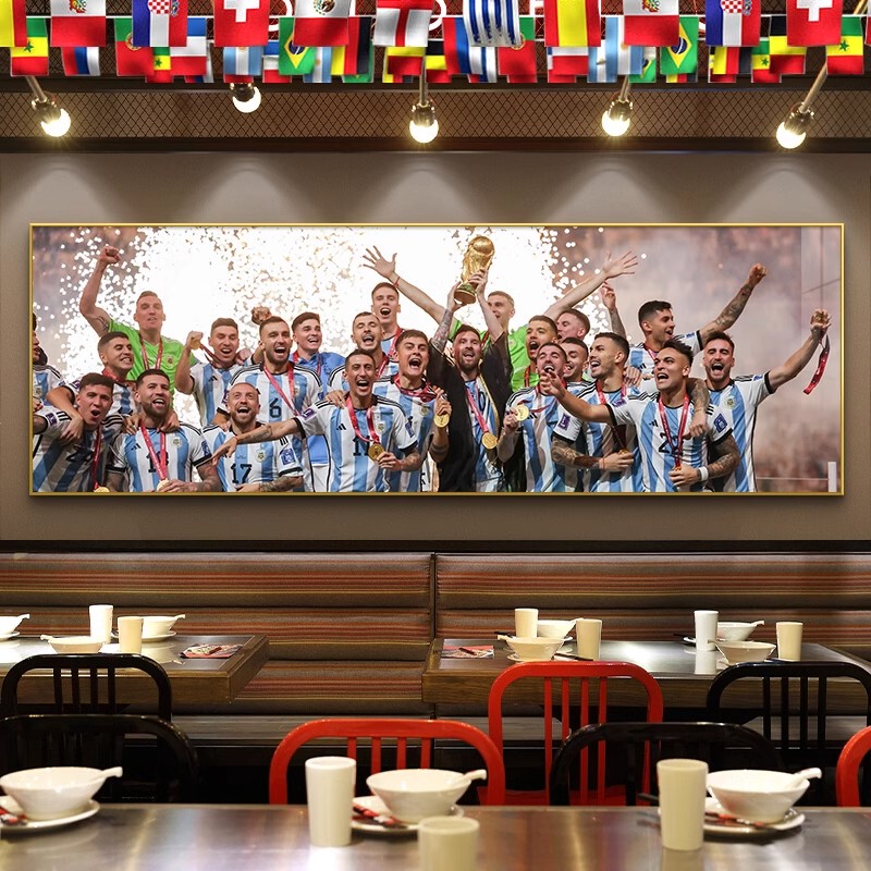 2022 Argentina Championship Decorative Painting World Cup Messi Poster Hanging Painting Sports Lottery Shop Wall Football Star Decoration