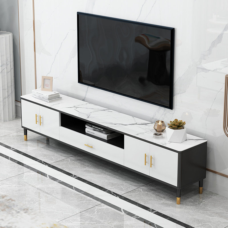Light luxury TV cabinet coffee table combination modern minimalist small apartment living room marble TV cabinet 2021 new