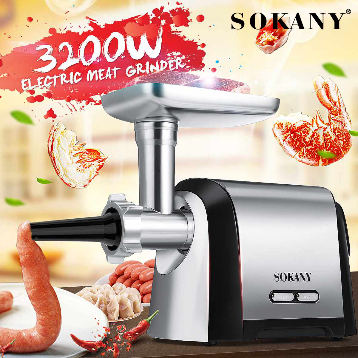 German SOKANY ground meat household winter enema stainless steel household minced meat stuffing machine filling cooking machine European regulations