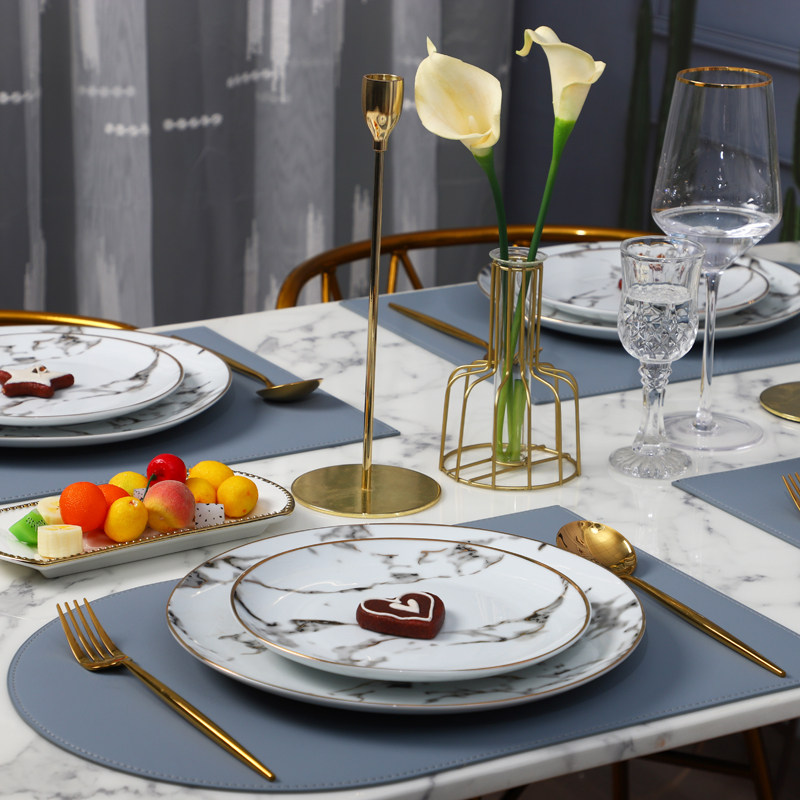 Dream Lover Dining Cushion Heat Insulation Mat Pure Color Leather West Table Mat North-European waterproof oil-proof tray cushion Bowl Mat