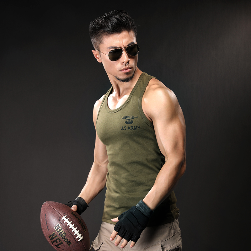 Outdoor Military Camouflage Vest Summer Sports Cross Bar Vest Men's Body Elastic Round Collar Sleeveless Bodybuilding Jersey