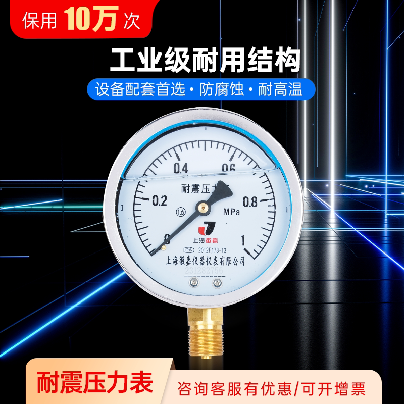 YTN-100耐震压力表真空水压油压液压耐振抗震表1.6/2.5/16/25mpa