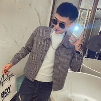 Original national goods tide brand autumn new mens small fresh small size wild jacket youth small plaid fashion jacket