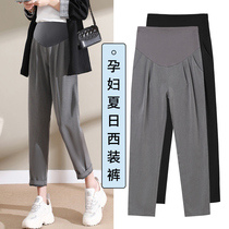 Maternity pants Summer thin section wear trendy mom casual loose wide leg suit Professional pants Summer maternity leggings