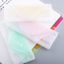 Chenqi light color cookie simple simple unprinted wind frosted sleeve ruler student drawing four-piece geometric ruler triangle ruler