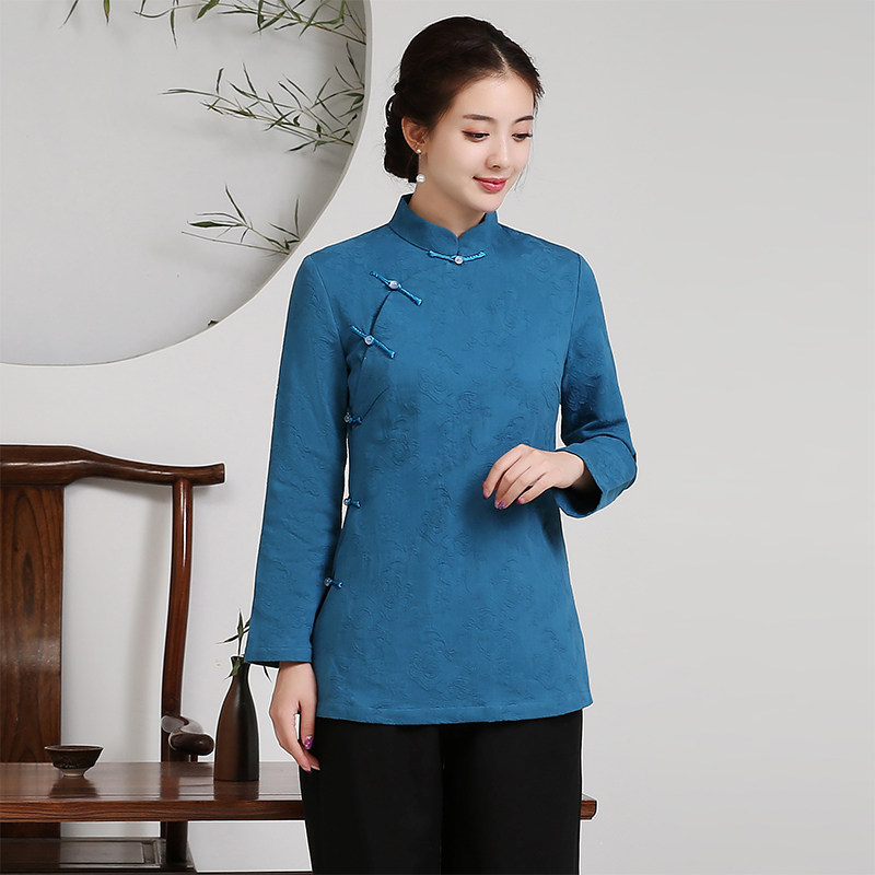Tang dress women's Chinese style Chinese style oblique lapel buckle mother Cheongsam top cotton and hemp spring original vintage 600