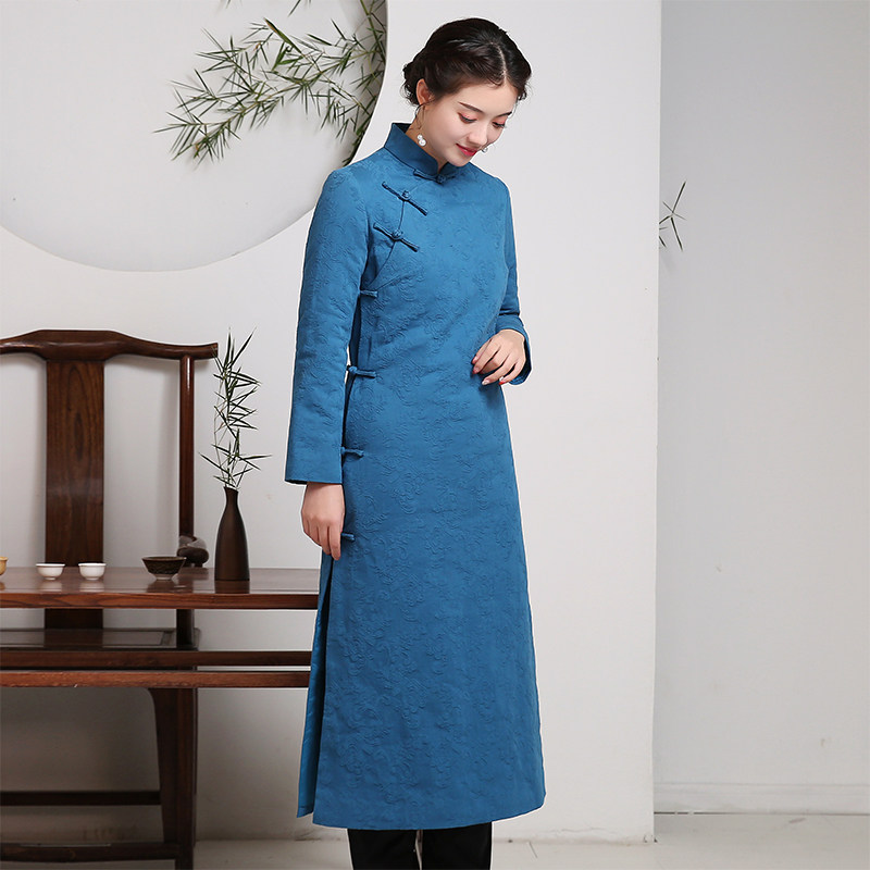 Don'ts Republic of China Wind Chinese women's clothing Chinese wind winter clothing cotton padded jacket thickened with improved long version qipao retro gowns 649
