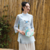 Tang phong cách Trung Quốc zen quần áo trà nước cộng hòa mùa hè cổ tích phụ nữ nghệ thuật của gió nước và tấm spinning tuyết khóa kiểu Trung Quốc top 655 