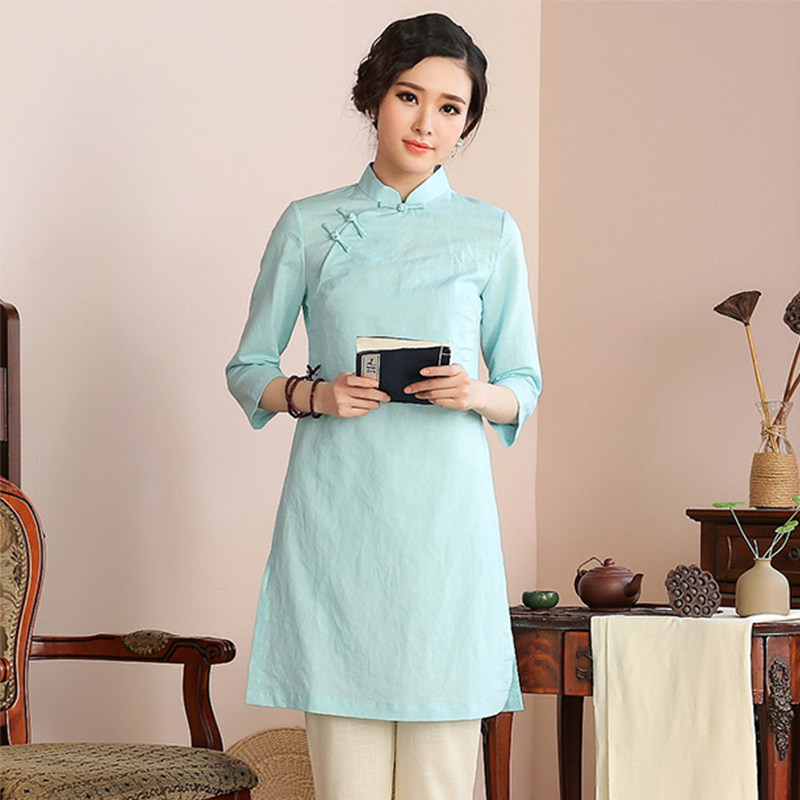Cheongsam improved dress 2021 new Chinese style women's clothing young retro cotton and linen small tea suit 526