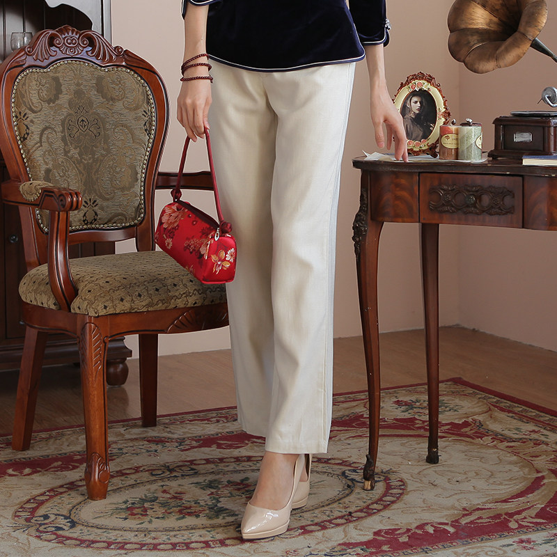 cotton linen straight drum pants art women dress summer slim fit high waist pituality casual loose pure color 100 lap long pants 105