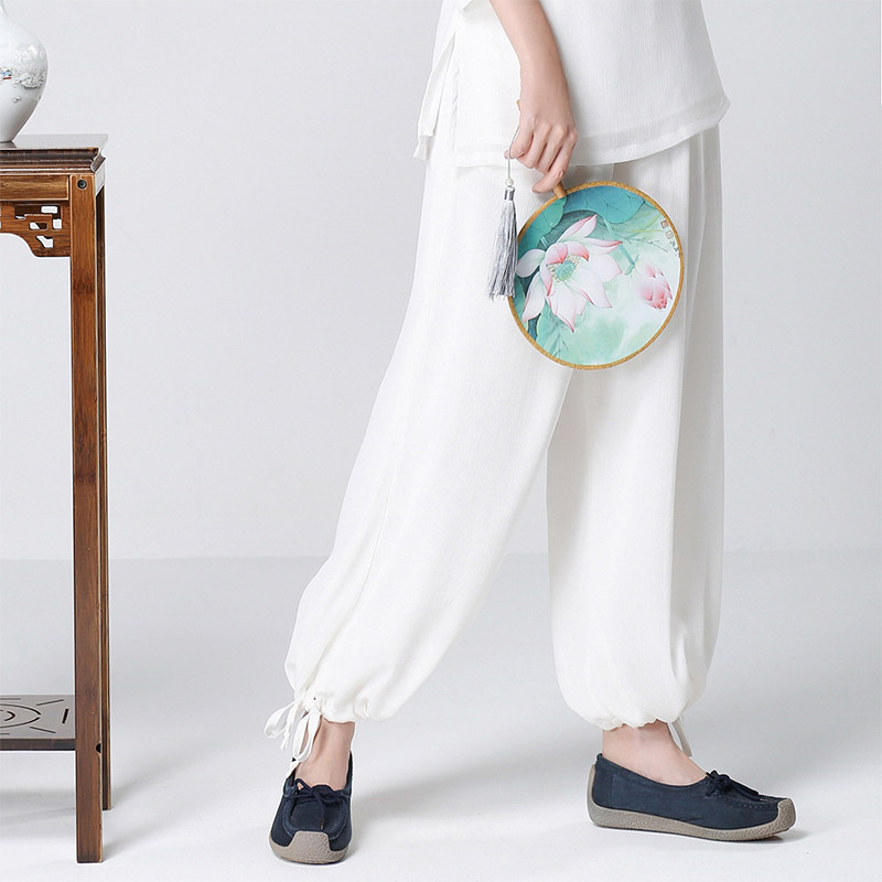 Chiffon bloomers women's summer thin section harem pants slim white radish pants yoga casual wide-leg pants 651