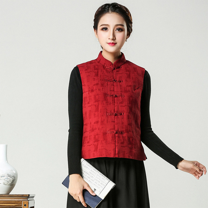 Tang - suited small vest vest coat of Chinese style vest coat in autumn and winter Chinese wind - clamp cotton retro - disc buckle 611