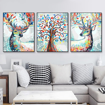 diy digital oil color painting living room decorative painting three-piece triple hand-painted color hanging painting thickened solid wood flowers blooming dream