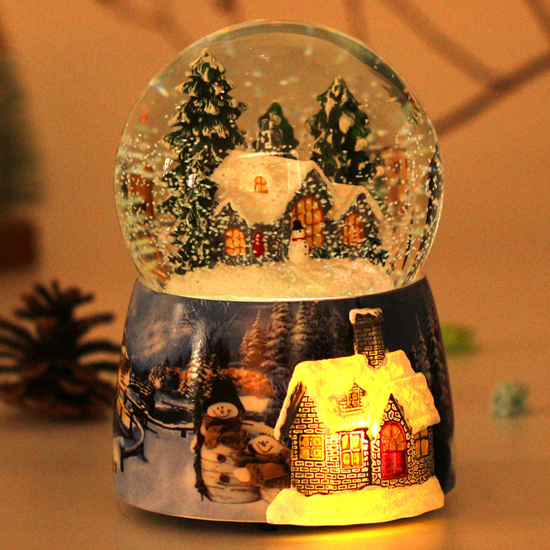 Christmas Day Crystal Ball Music Box Snow Snow Music Box Birthday Gift Snowflake Boys and Girls Sky City