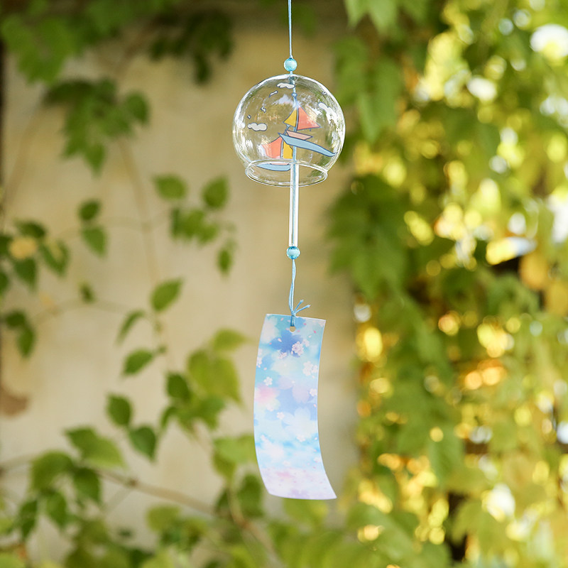 Japanese dream cherry blossom wind chime hanging ornament creative girls balcony small fresh decoration open door bell shop pendant