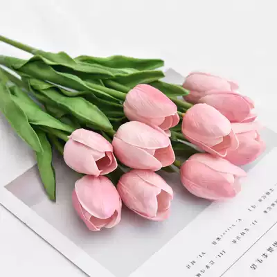 Simulation of Tulip silk flower dry flower indoor flower arrangement fake flower living room vase whole floral art dry flower bouquet decoration