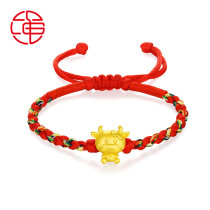 Gold transfer beads Zodiac Cow life year 999 foot 3D hard gold small Golden Cow baby bracelet full moon year-old gift