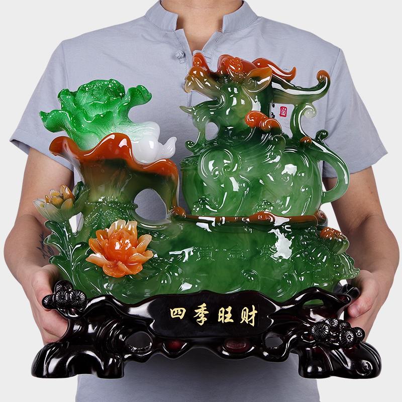Fortune-Attracting Pixiu Jade Cabbage Ornament, Store Opening Gift, Gift for Opening a Business, Decoration for Living Room, Office, and Cashier Counter Fortune-Attracting Pixiu Jade Cabbage Ornament, Store Opening Gift, Gift for Opening a Business, Decoration for Living Room, Office, and Cashier Counter
