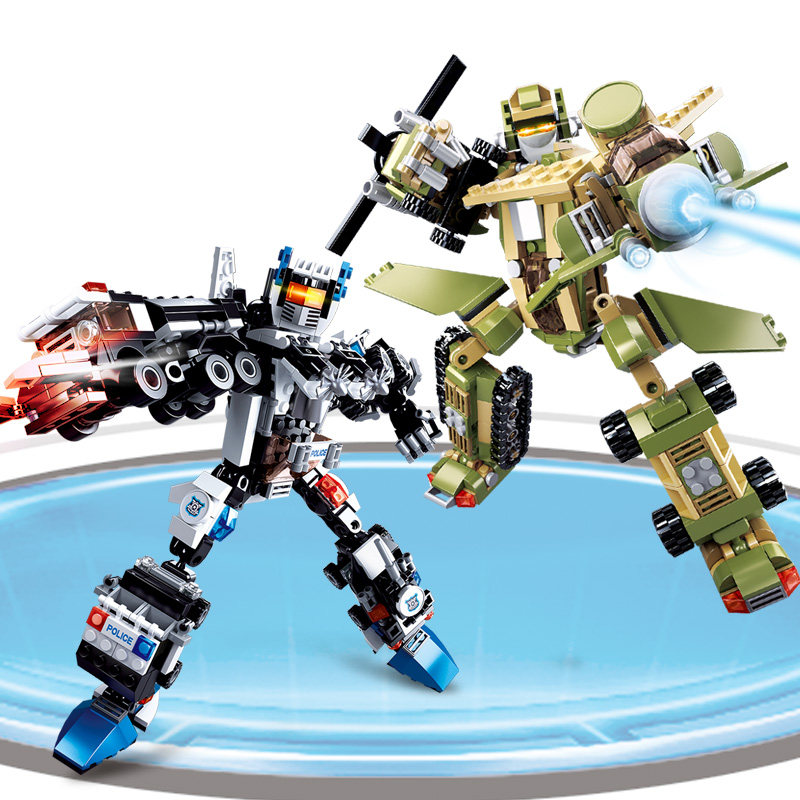 Little Luban building blocks puzzle plug transformers fit robot boy assembly toys Children's birthday gifts