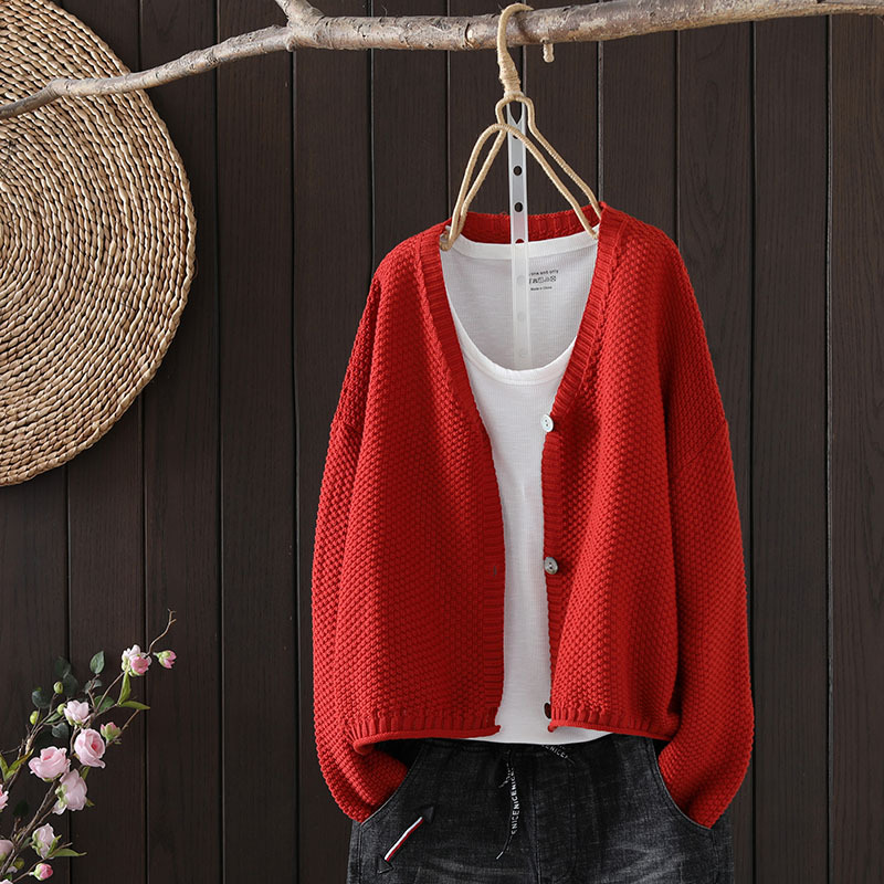 Brand Export Discount Artistic V-Neck Cotton Knit Cardigan Jacket for Women, Autumn and Winter Fashionable Short Sweater Brand Export Discount Artistic V-Neck Cotton Knit Cardigan Jacket for Women, Autumn and Winter Fashionable Short Sweater