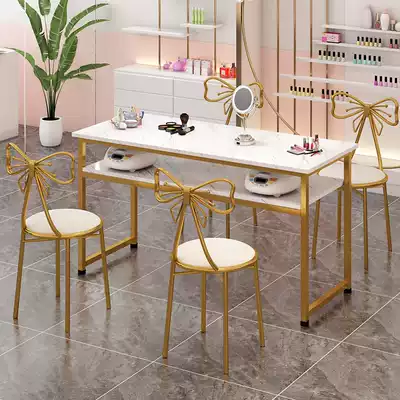 Nail art table and chair set Light luxury net celebrity new explosion special offer Economical single double Japanese style imitation marble small table