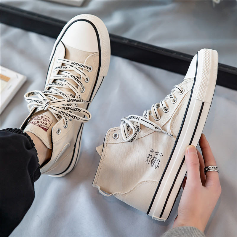 Summer breathable men's shoes 2022 new spring trends 100 hitch casual little whiteboard shoes Canvas Cloth Shoes High Cylinder Tide Shoes
