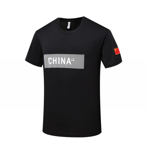 Đội tuyển thể thao quốc gia phù hợp với áo thun cổ tròn nhóm thể thao đào tạo Sanda huấn luyện viên võ thuật quần áo cờ Trung Quốc tay áo ngắn - Thể thao sau bộ adidas nam