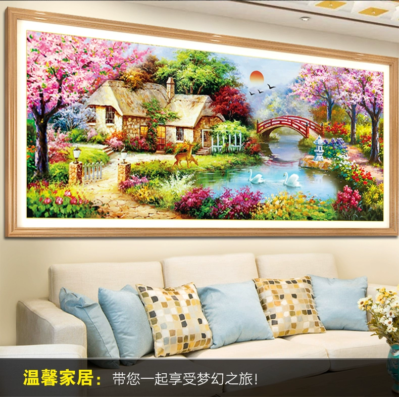 5D kim cương khâu sơn phòng khách đầy kim cương 2018 điểm đơn giản châu Âu cảnh quan hình dán mới thêu nề 2019 - Công cụ & phụ kiện Cross-stitch tranh thêu chữ thập mẹ quan âm