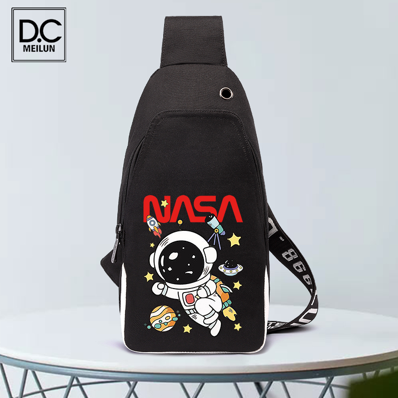 New NASA astronaut inclined satchel fashion printed light casual waterproof single shoulder male oxford cloth commuter chest bag-Taobao