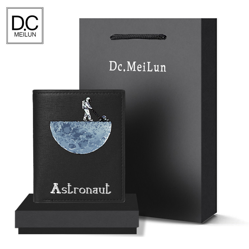 Long popular logo 2020 new wallet niche design exploration moon wallet male multi-card position fashion card bag student