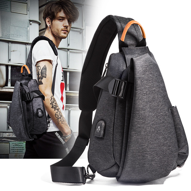 Single shoulder bag men Korean cross tide brand personalized messenger bag men student chest bag leisure sports canvas small backpack