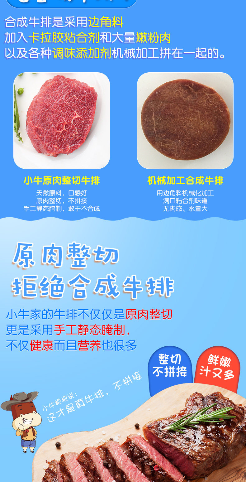 门店同款 小牛凯西 澳洲进口整切牛排套餐 菲力+黑椒 1300g 图3