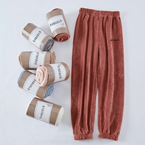 Pajama pants womens trousers autumn and winter coral fleece plus velvet thick fairy spring and autumn ladies warm pants flannel home pants